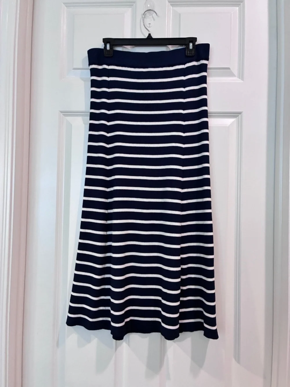 LOFT Navy and White‎ Striped Ribbed Sweater